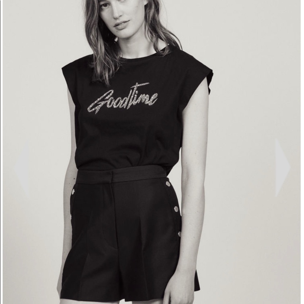 Sandro High-waisted Shorts with press studs sz 40
